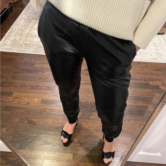 Black Genuine Leather Jogger Pant - Picture 4 of 16